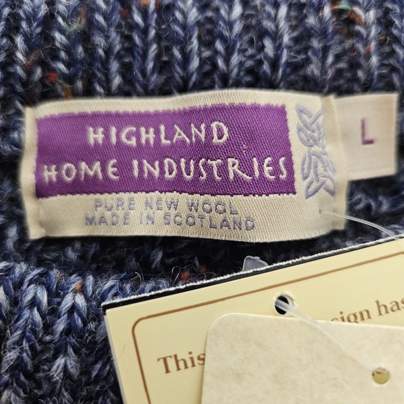 Highland Home Industries Large Sweater Blue Cable Knit 100% Pure New Wool - Picture 4 of 13